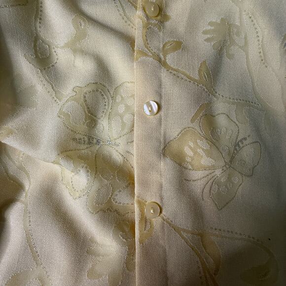 Alfred Dunner Yellow Blouse Tank Top Set Floral Embroidered Sheer Jacket 16 - Picture 6 of 8